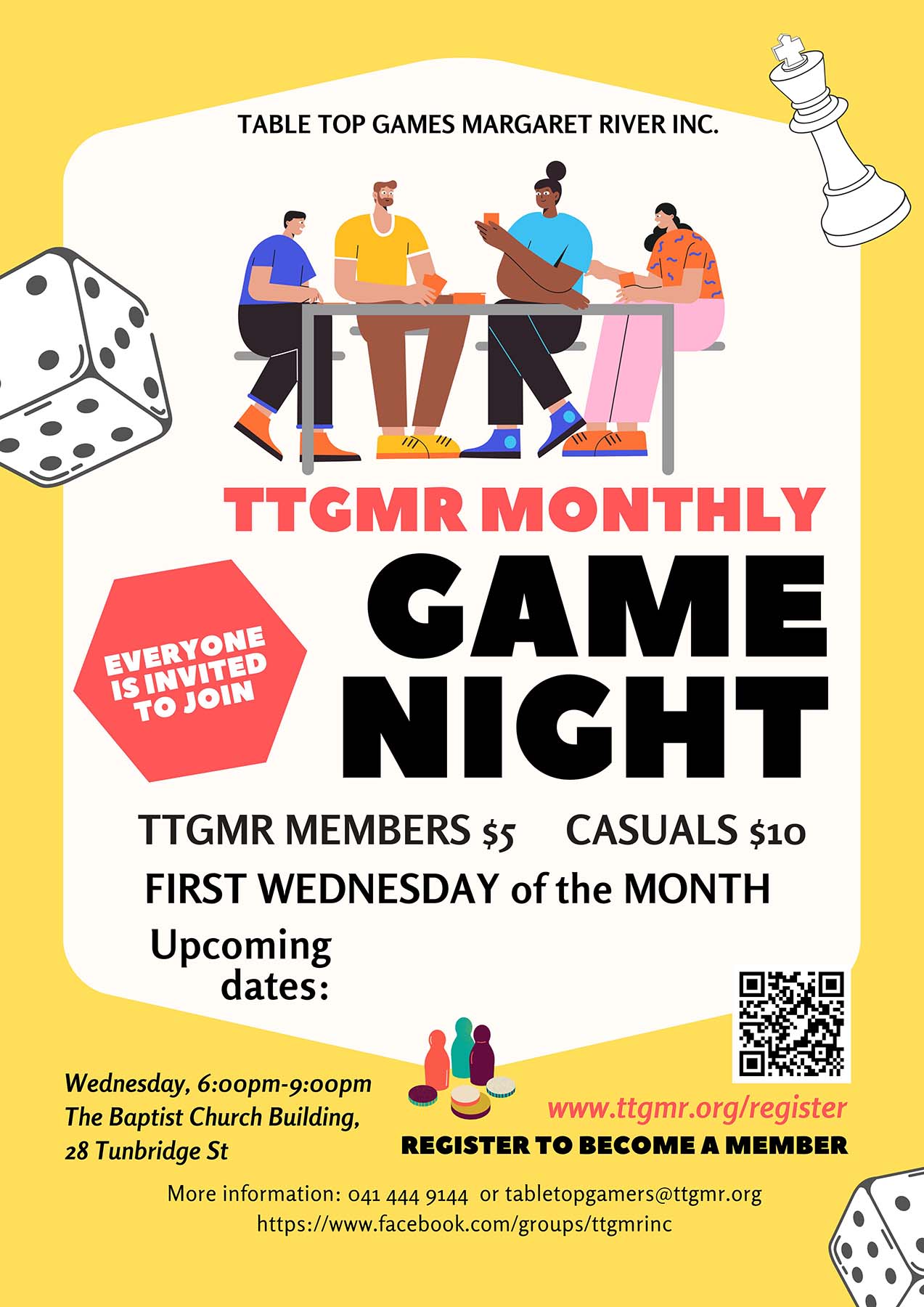 Table Top Games Margaret River Inc Monthly Games Night Poster